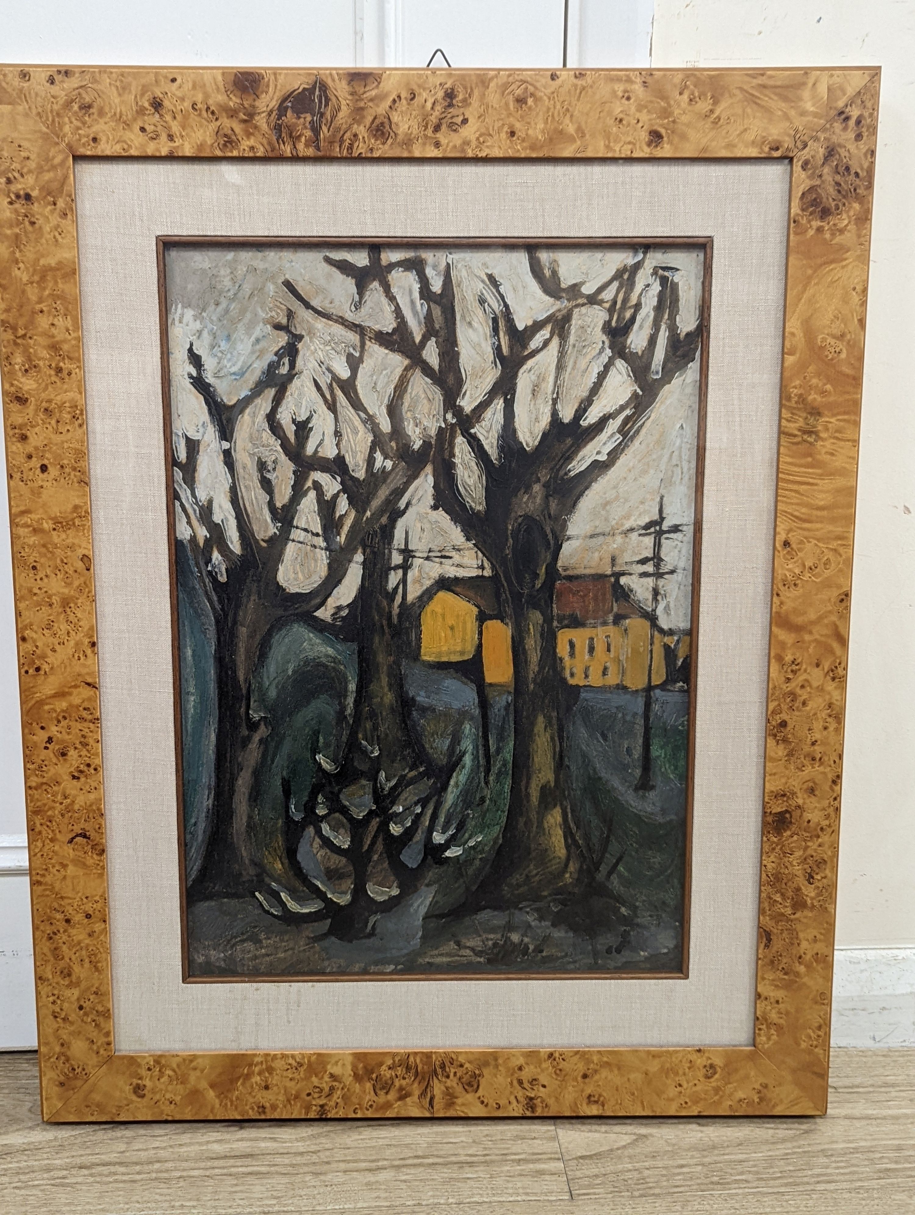 20th century Italian Abstract, oil on board, 'Winter trees', 48 x 33cm